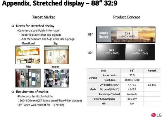 Good price LG 88 Inch Stretched LCD Display Bar LCD Digital Signage with 3840*1080 Resolution and 700cd/m2 Brightness online
