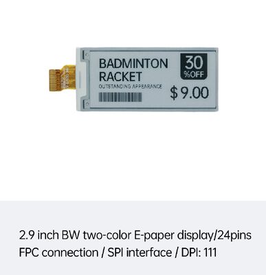 Good price 2.9inch Black & White E Ink Display with SPI Interface for Smart ESL and Retail online