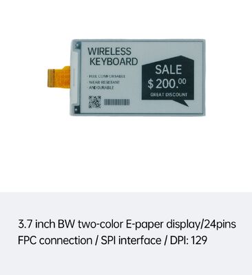 Good price 3.7inch Black and White E Ink Display with SPI Interface for Electronic Shelf Labels and Smart Retail online