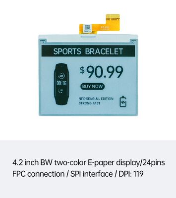 4.2 Inch Black and White E Ink Display with SPI Interface for Smart ESL and Smart Cards