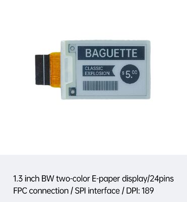 Good price 1.3inch Black and White E Ink Display with SPI Interface for Electronic Shelf Labels and Smart Home online